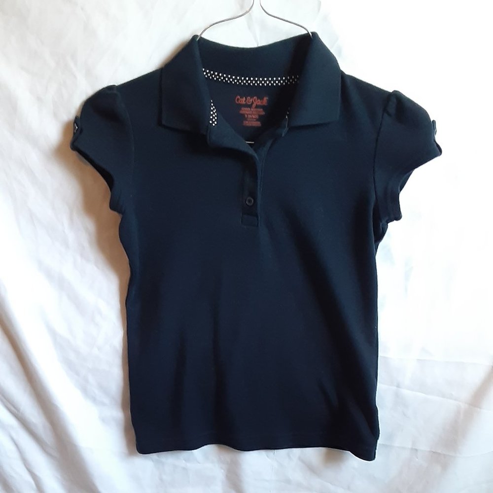 Cat & Jack Collar Navy Polo Shirt, shrt slv 6/6X